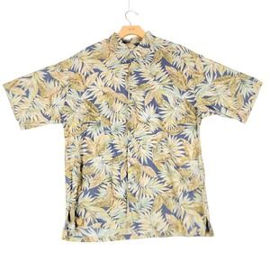 Tori Richard Honolulu Mens XL Cotton Lawn Tropical Leaf Aloha Shirt Green Blue